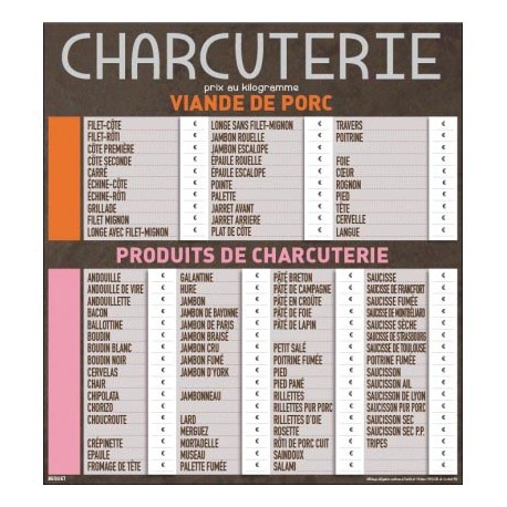 TARIF CHARCUTERIE 60/90